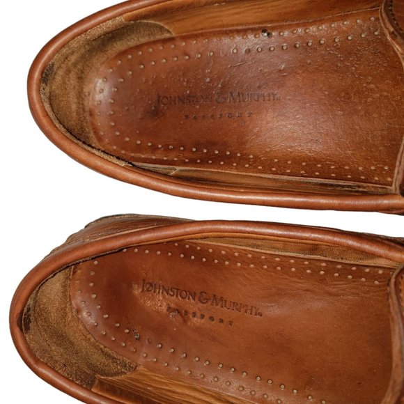 Johnston & Murphy Passport Brown Leather Tassel Loafers Size 10W - Picture 6 of 8